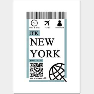 New York flight ticket boarding pass simple Posters and Art